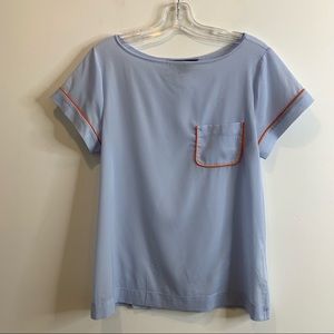 ☀️ 3/$15 French Connection Blue Pocket Tee with Orange Trim
